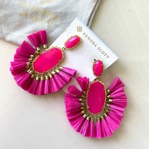 Kendra Scott Hot Pink and Gold Earrings